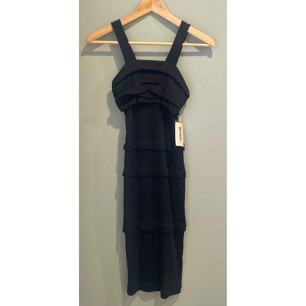 HELMUT LANG Black Multi Layer Rib Knit‎ Cotton Dress XS - Picture 2 of 6